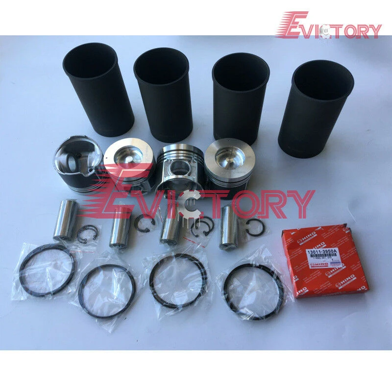 For Hino 300 Truck N04c N04ct Piston + Ring Cylinder Liner Gasket Kit