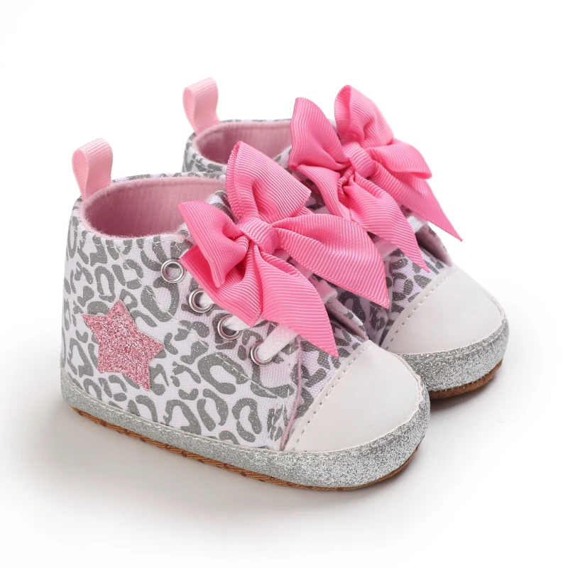 Fashion Newborn Baby Girls First Walkers Big Bowknot Shoes New Baby Sports Sneakers Shoes Infant Toddler Soft Sole Baby Shoes