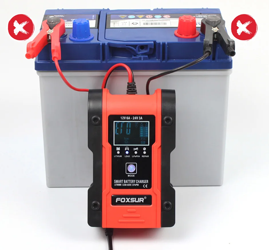 Truck Battery Charger Heavy Duty , FOXSUR 12V 6A 24V 3A Car Smart Battery Charger Fast Charge AGM LiFePO4 Lead-Acid Battery Truck Battery Charger Heavy Duty , FOXSUR 12V 6A 24V 3A Car Smart Battery Charger Fast Charge AGM LiFePO4 Lead-Acid Battery
