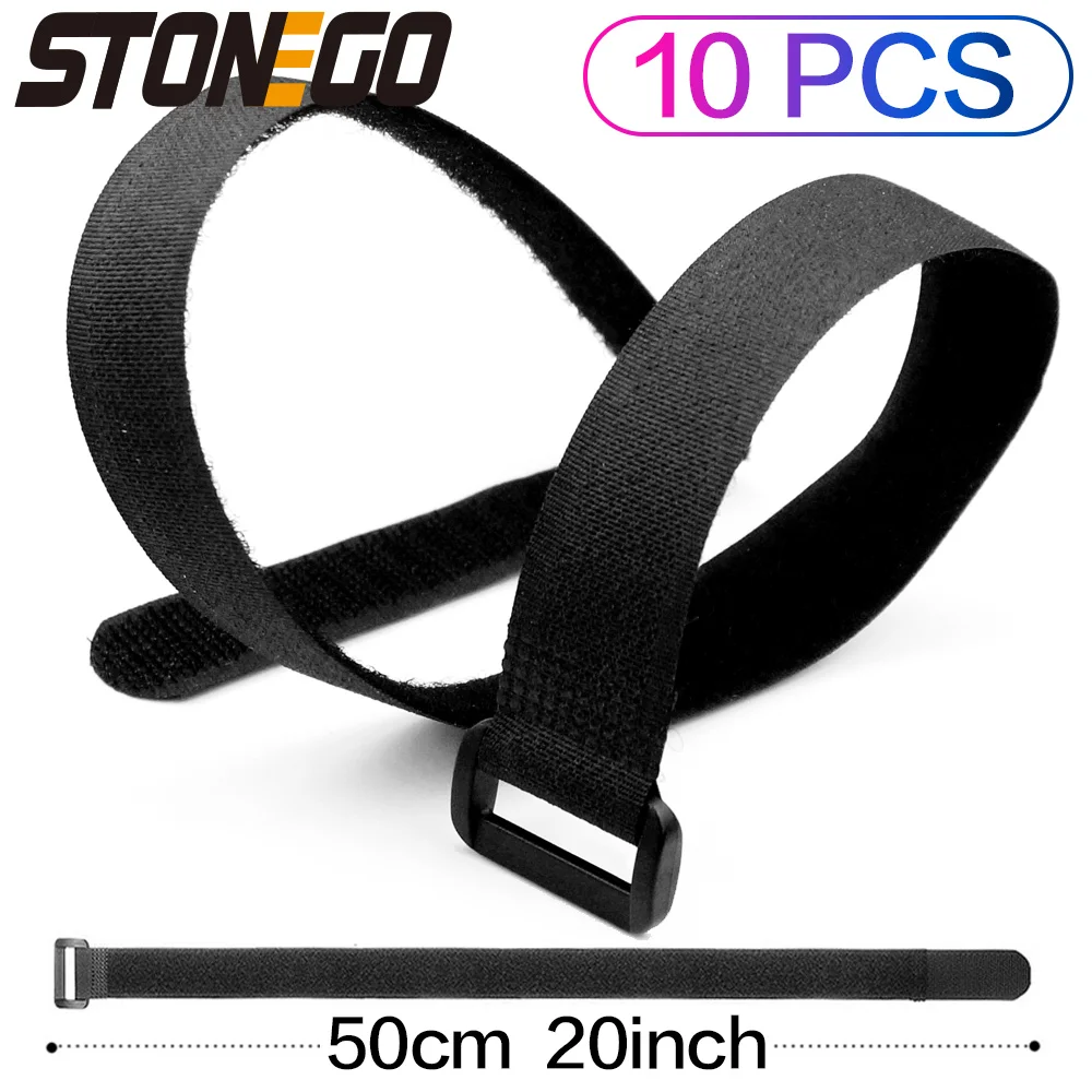 STONEGO 50cm Reusable Fastening Cable Organizer Cable Ties Set Includes Adjustable Multi-Purpose Hook and Loop Nylon Strap Ties