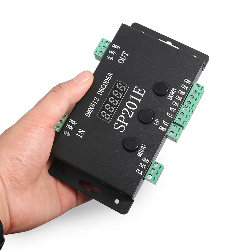 DC5-24V 5CH RGBWW DMX512 драйвер, декодер DMX512 с широким напряжением, DMX-SPI/ШИМ декодер, многофункциональная передача сигнала, адресуемый