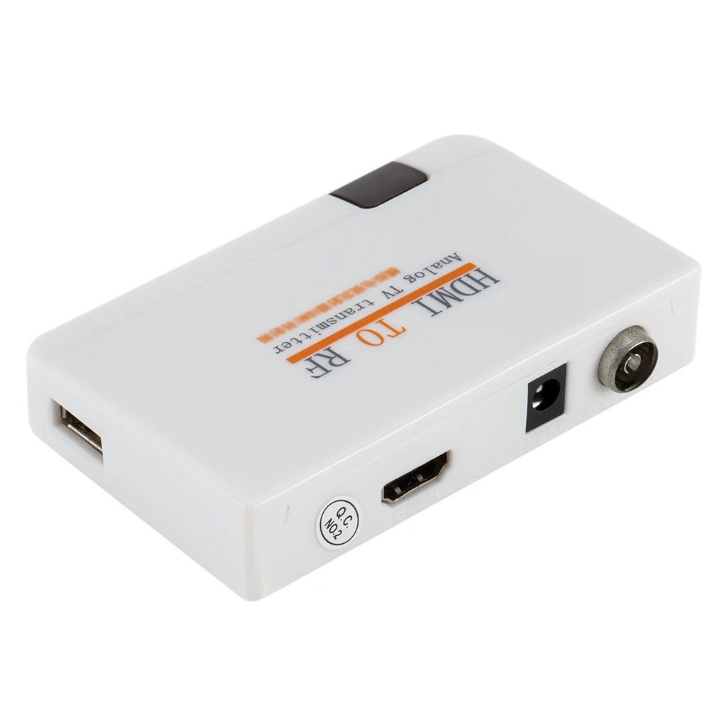 

White HDMI To RF Coaxial Converter Box Adapter 100% brand new and high quality Cable with Remote Control Power Supply