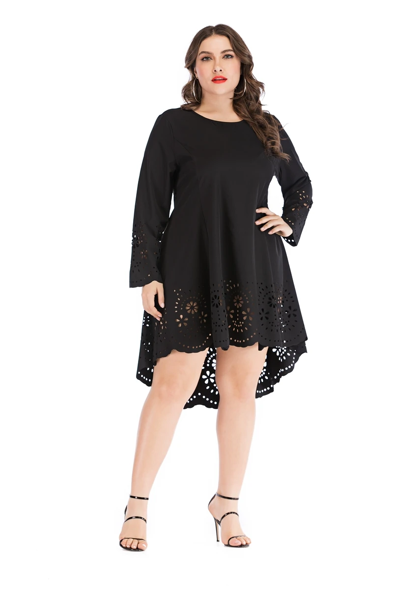 Осенне-зимнее популярное платье в европейском стиле большого размера с длинными рукавами