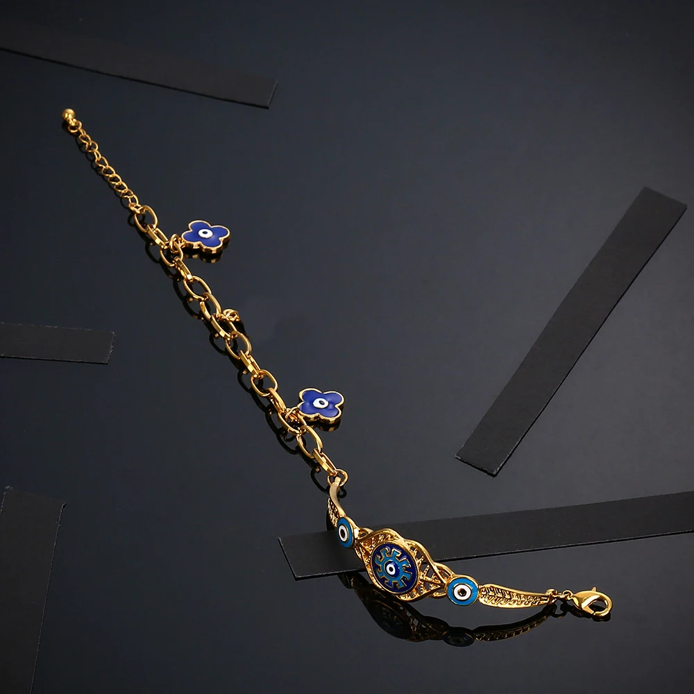 Турецкий синий браслет глаз позолоченный никогда не выцветает Кристалл Ближний