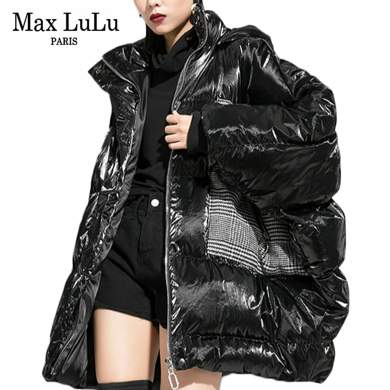 Max LuLu, Корейская женская зимняя одежда, женские стеганые куртки с капюшоном, больше размера d, повседневное длинное пальто, плотные теплые парки, плюс размер