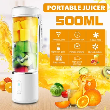 

Mini USB Rchargable Portable 500ml Electric Juicer High Borosilicate Glass Cup Smoothie Blender Machine Mixer Juice Cup Maker