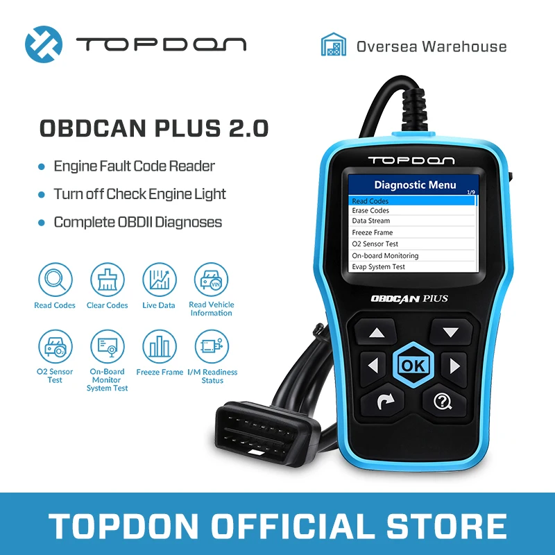 Topdon Ultrascan OBDCAN Plus 2,0 OBD 2 Код считыватель сканер OBDII автоматический диагностический инструмент Pro Полные функции как al519 для автомобилей DTC