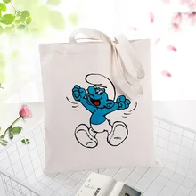 Синяя сумка с персонажем мультфильма Холст вместительная сумка для покупок сумка с рисунком под заказ текстовый логотип DIY ежедневно Применение эко Ecologicas многоразовая утилизация