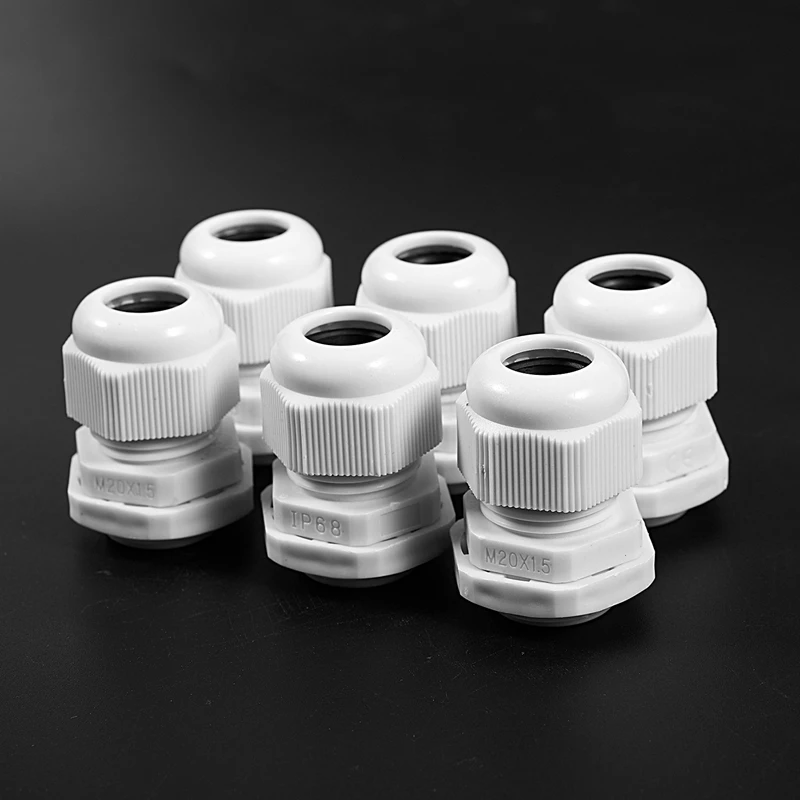 6 шт белые пластиковые Водонепроницаемые кабельные сальники M20 x 1,5