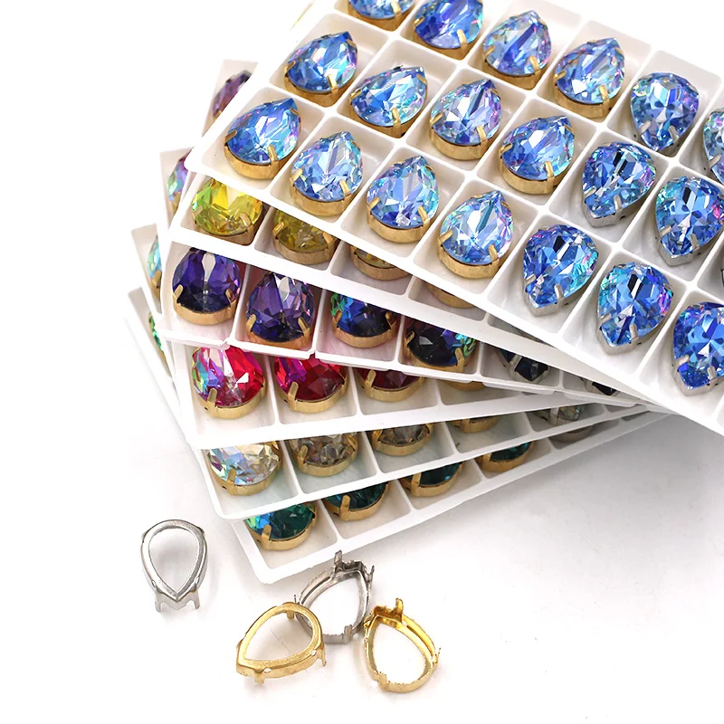 7x10mm/10x14mm/13x18mm Crystal Teardrop Shape Glass Sewing Sliver Claw Setting Laser Rhinestones Clothing/Bags/Shoes hot fix rhinestones sew on rhinestones non hot fix rhinestones clear glass rhinestones crystal rhinestones glass rhinestones sewing rhinestones rhinestone crystals non hotfix rhinestones rhinestone accessories rhinestone claw rhinestones beads