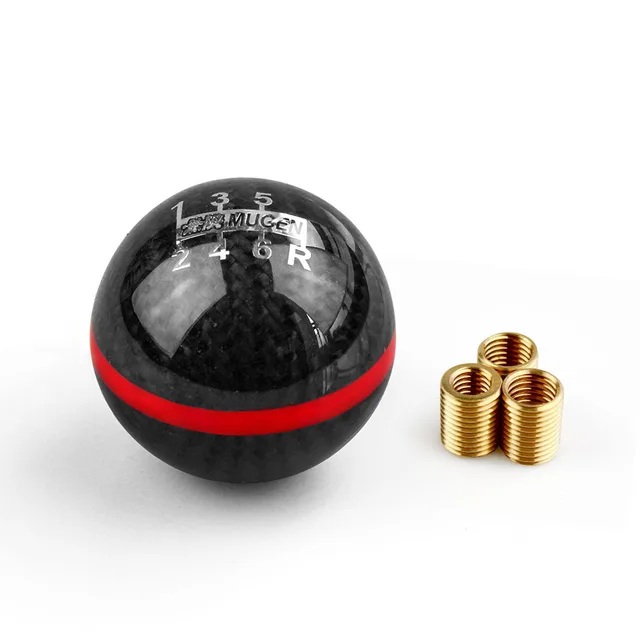 Mugen Power 5/6 Speed Racing Gear Shift knob Black Carbon Fiber With Red Line Or Blue Line for 95% cars black and red-6speed