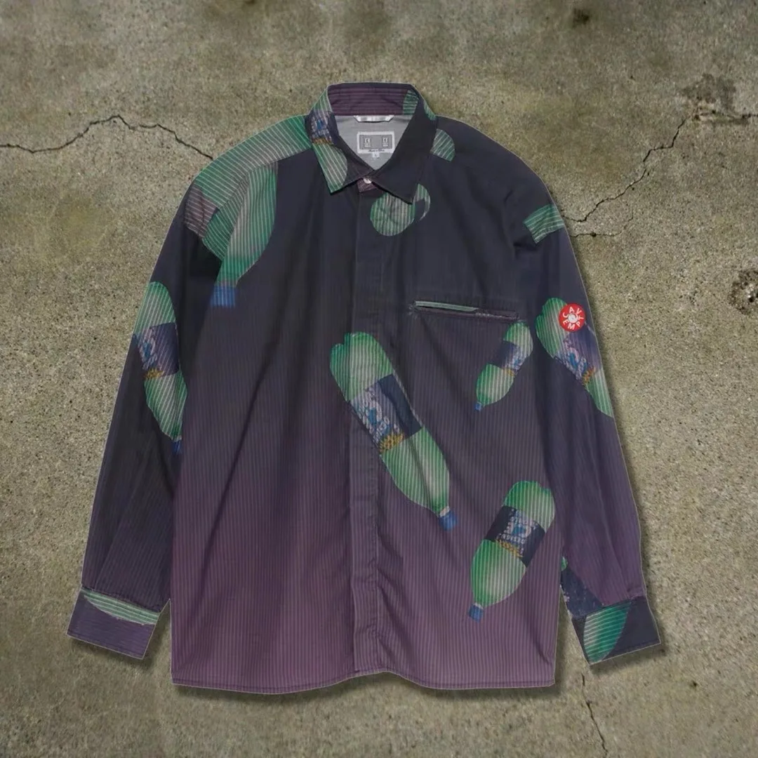Новая коллекция Cav Empt рубашки с рисунком бутылки напитков для мужчин и женщин рубашки с длинным рукавом мужские повседневные рубашки