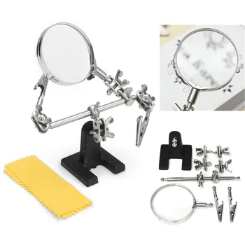 

Third Hand Soldering Iron Stand Welding Tool With Magnifying Glasses Magnifier Clip Holder Clamp Helping Hand Repair