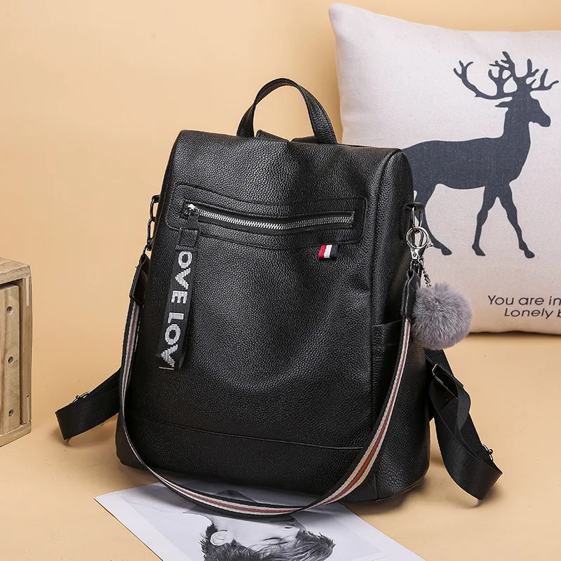 

Women's Anti-Theft Backpack-Style Soft Leather Multi-functional Casual Backpack Korean-style Fashion Schoolbag