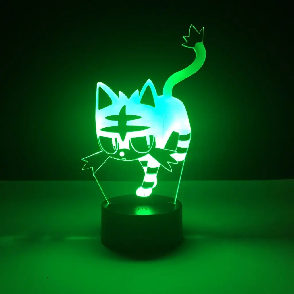 Kid Led Night Light Litten Pokemon Go Fire Cat Nightlight for Children's Bedroom Decor Light Holiday Gift Baby Led Night Lamp 3d