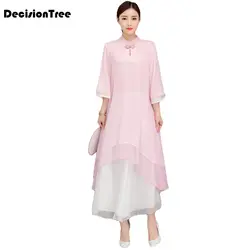 2019 летние вьетнамский аозай Китайская традиционная одежда для женщина qipao до колен китайский восточное платье современный cheongsam