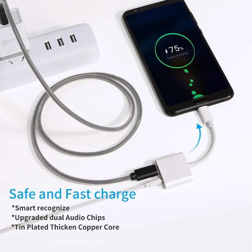 Olhveitra Тип C 3,5 мм сплиттер 2 в 1 адаптер для наушников для samsung Xiaomi Oneplus Jack 3,5 ключ Aux аудио наушники зарядка