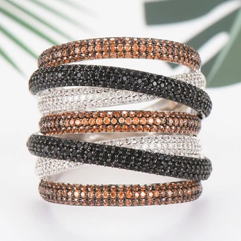 

GODKI Jimbora Noble Charm Luxury Twist Layers Line Rings for Women Wedding Cubic Zircon African Bridal Dubai Finger Ring Jewelry