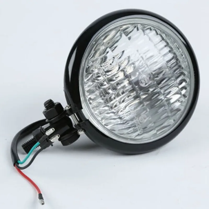 Motorcycle Black/Chrome 4" Metal H4 Mini Custom Headlight For Harley Sportster Curiser Road King - Цвет: Black