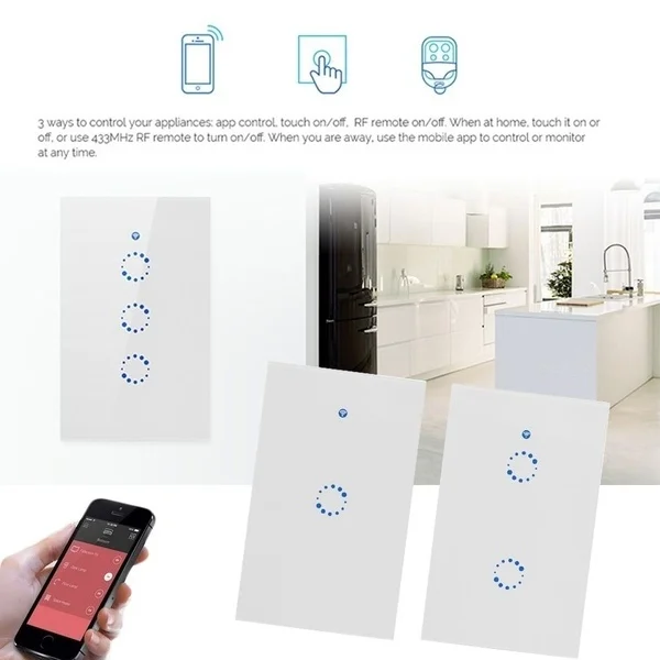 Новый настенный сенсорный переключатель управления светом wifi RF Smart беспроводной сенсорный настенный wifi переключатель света US панель
