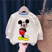 

Disney Mickey Minnie Printed White Pink Hoodies Sweater For Boys Girls Fashion Cute Tops Autumn Cartoon Baby Novelty Sweatshirt