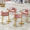 Luxury Pink Grey Soft Velvet Casting Iron Golden Metal Armchair Living Room Chair Bar Chair Dresser Coffee Leisure Bar Stool ► Photo 2/6