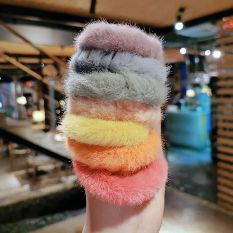 Зимняя эластичная резинка для волос Женская Тиара простой однотонный Мягкий