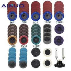 Roloc – disques de ponçage à changement rapide de 2 pouces, 60 pièces, bande de préparation de Surface, meulage, finition, élimination de la rouille, avec support de 1/4 pouces 
