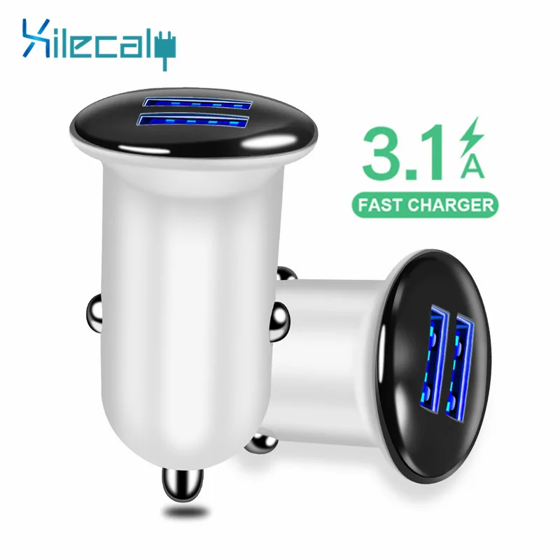 

QC3.0 Mini USB Car Charger For Mobile Phone Tablet GPS 3.1A Fast Charger Car-Charger 2 Port USB Car Phone Charger Adapter in Car