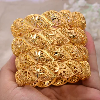 Braccialetti 4 Pz/lotto Africa Etiope Braccialetti Color Oro Per Le Donne Fiore Sposa Braccialetto Gioielli Da Sposa Africano Medio Oriente Articoli 1