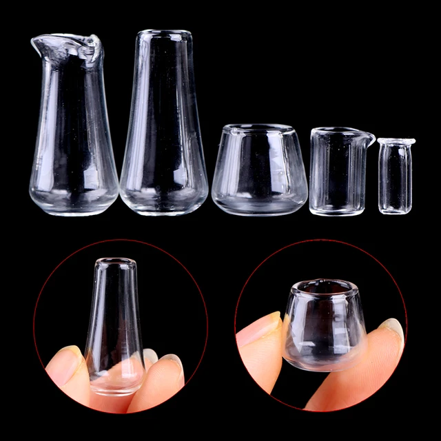 5Pcs/set 1:12 Cute Dollhouse Miniature Glass Mini Cup Bottle Pretend Play Kitchen Accessories 1