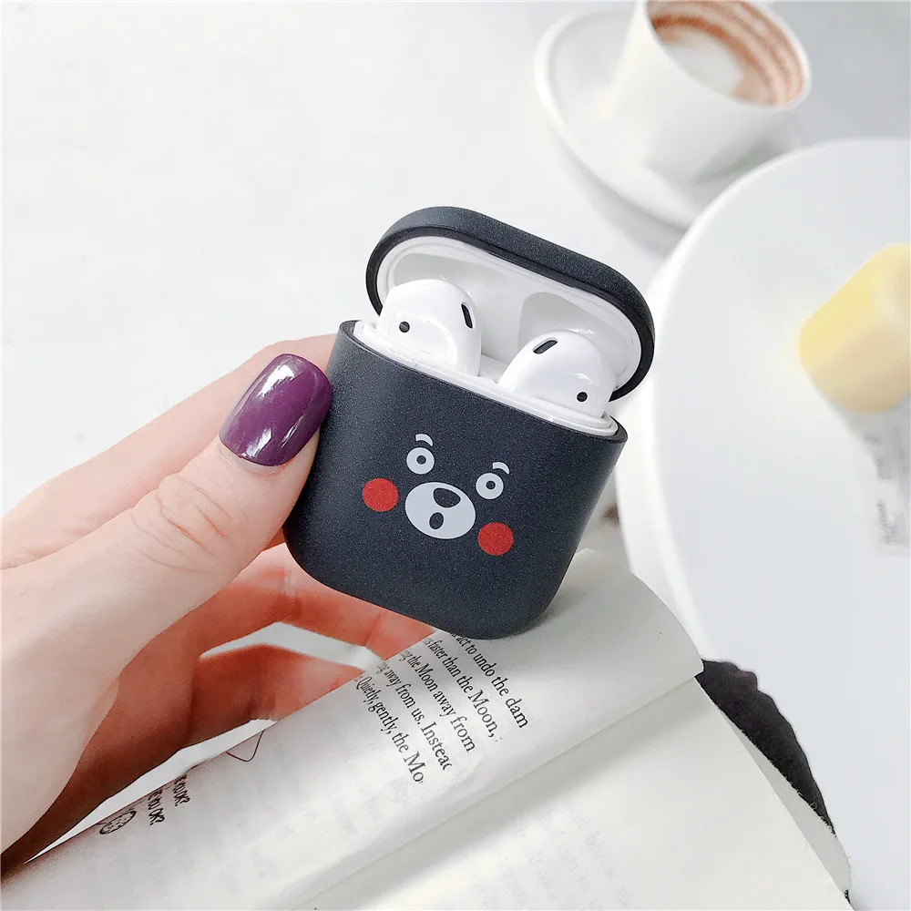 Милый мультфильм беспроводные наушники mate чехол для Apple AirPods 2 зарядки наушники Scurb чехол для Airpods защитный чехол - Цвет: Black