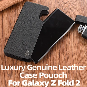 

Luxury Genuine Leather Case Pouch Bag For Galaxy Z Fold 2 case Pouch galaxy Z fold2 5G case Shockproof for galaxy fold case