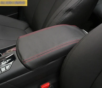 Для hyundai santa fe IX45 аксессуары автомобильный подлокотник коробка Защитная крышка искусственная кожа украшение интерьера автомобиля-Стайлинг - Название цвета: RED line