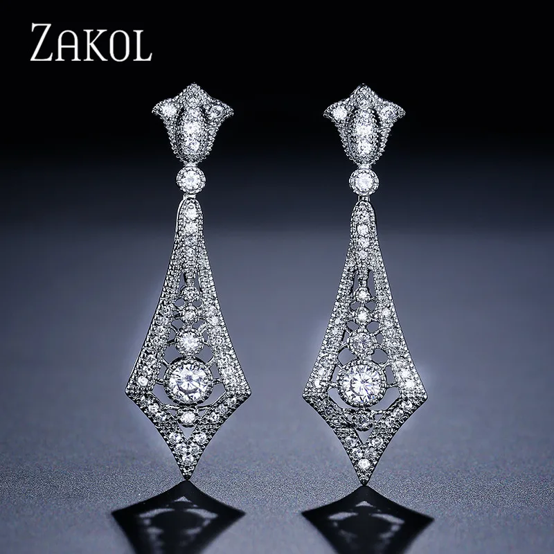 ZAKOL роскошные женские висячие серьги в европейском стиле с чешским камнем форме