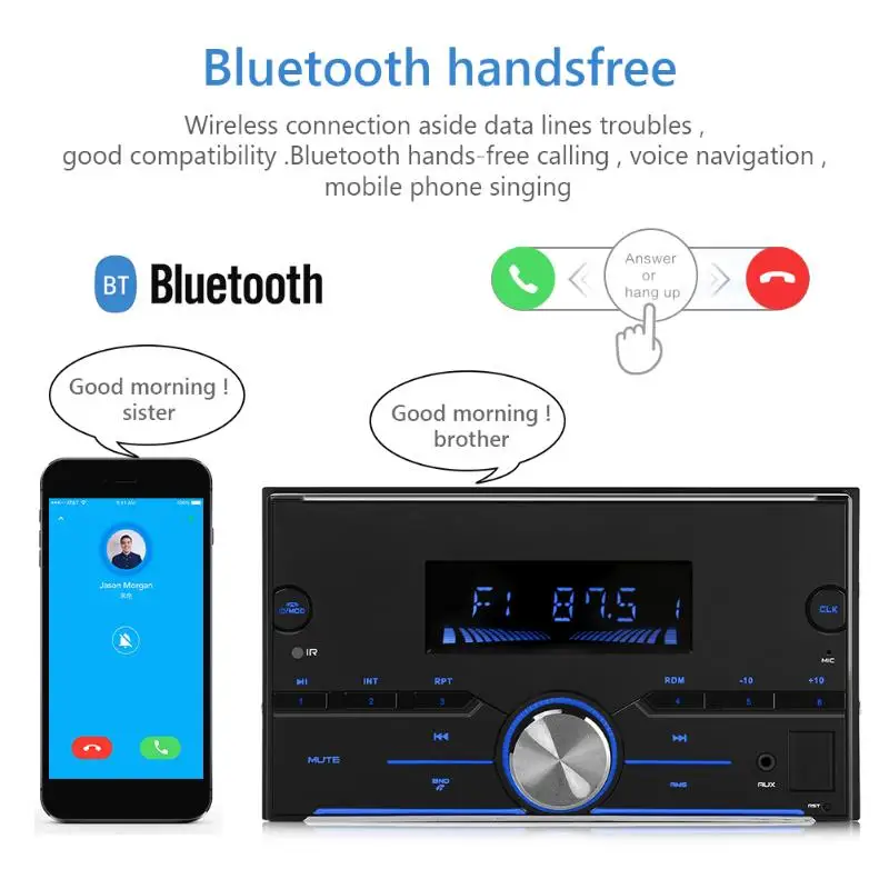 2 DIN автомобильный стерео MP3-плеер Bluetooth Авто радио ЖК-дисплей Bluetooth USB AUX-in FM радио приемник Универсальный Автомобильный Авторадио