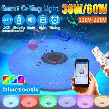 

36W/60W Modern RGB LED Ceiling Light Fixture Lamp Surface Mount Living Room Bedroom APP Remote Control bluetooth Music Light