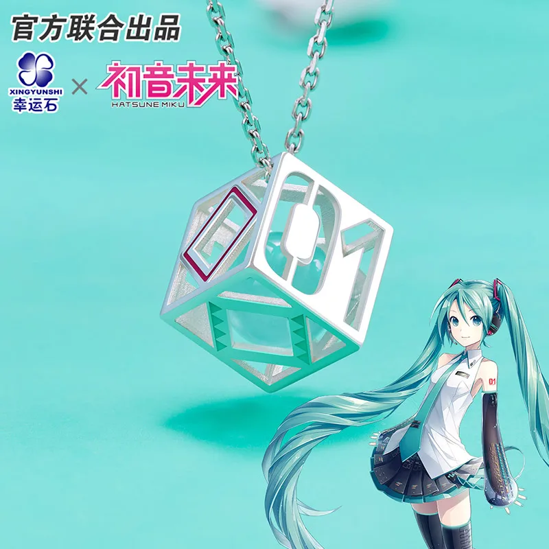 Hatsune аниме ожерелье Мику 925 пробы серебряная подвеска манга ролевая фигурка