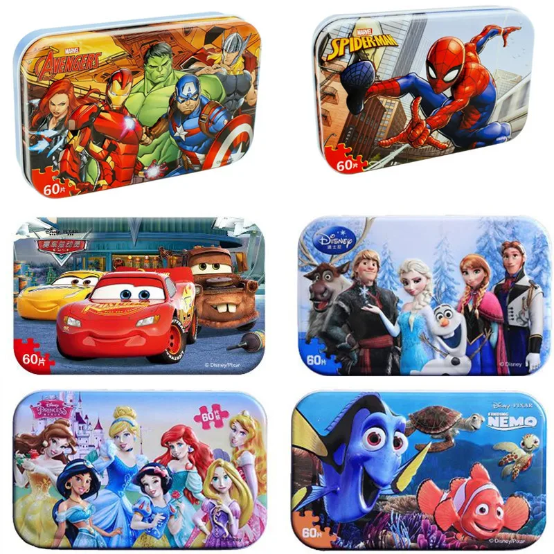 Marvel, Мстители, Человек-паук, автомобили, Дисней, Pixar, 2 машинки, 3 головоломки, детские деревянные пазлы, игрушки для детей, подарок