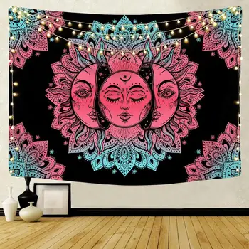 

Indian Mandala Wall Tapestry Sun Moon Tree Tarot Wall Hanging Tapestry Rug Psychedelic Tapiz Witchcraft Wall Cloth Tapestries