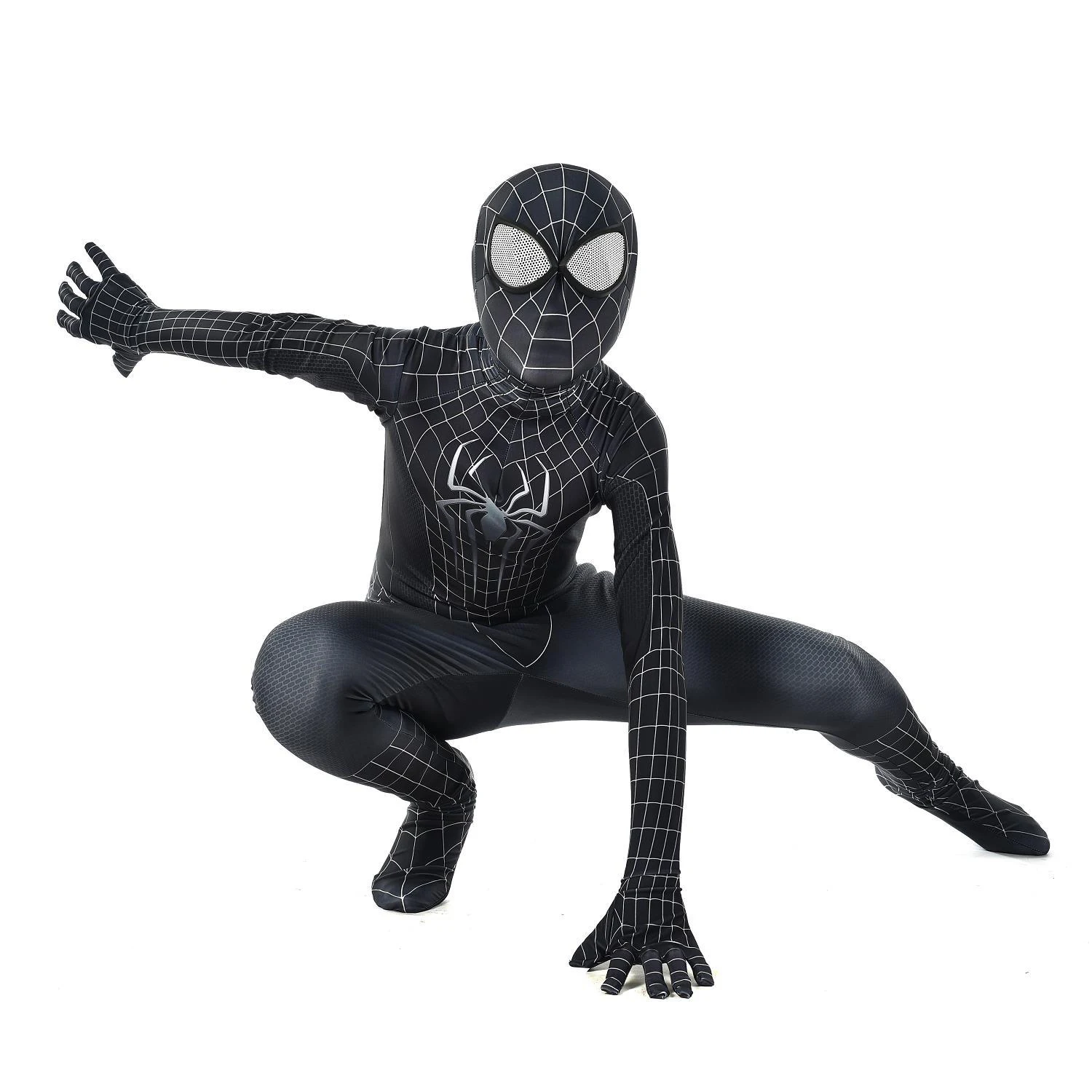 Лидер продаж, облегающий костюм с пауком супергероя, косплей, взрослый костюм Человека-паука, косплей супергероя, 3D Детский костюм Человека-паука - Цвет: Black
