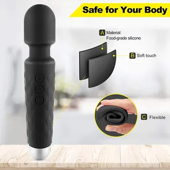 20 Speeds AV Magic Wand Dildo Vibrator For Women Silicone Female Masturbator Sex Toys For Adults 18  Clit Vaginal Body Massager 5