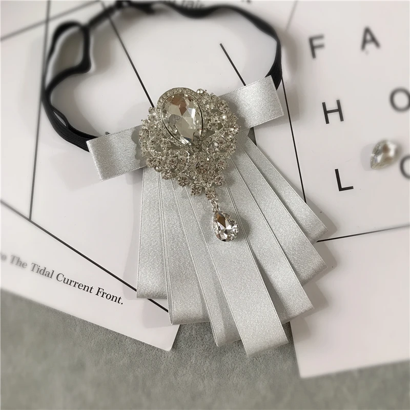 Ribbon Bowtie Британский Для мужчин Для женщин подарок для влюбленных, для свадьбы или торжественного случая, украшенные вечерние шеи для девочек Футболка с бантом галстук-платок жениха в ретро-стиле с украшением в виде кристаллов со стразами Стразы с бантом из ленты - Цвет: Ribbon Bowtie