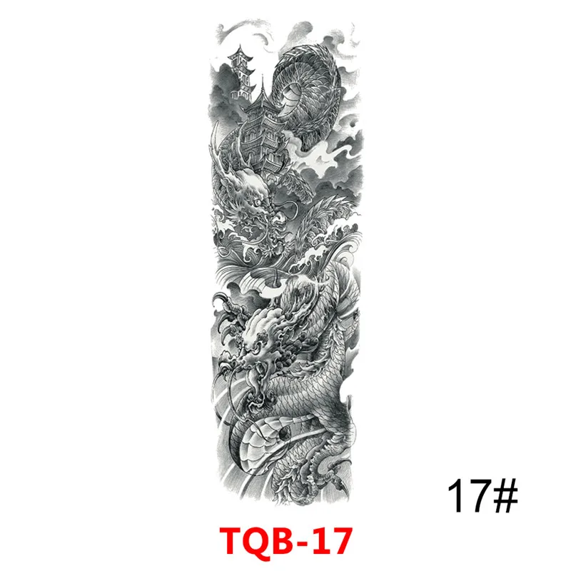 Водостойкая временная татуировка, наклейка на полную руку, большой череп, старая школа, тату, наклейка s Flash, поддельные татуировки для мужчин и женщин - Цвет: 17