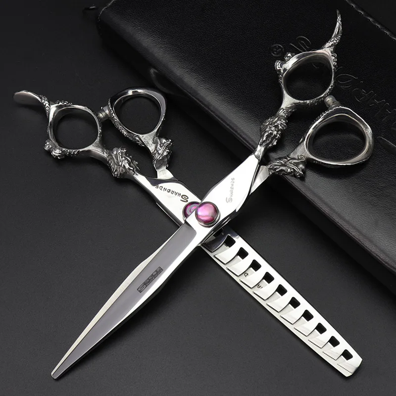 purple set 35-40 7 дюймов, 8 дюймов, 9 дюймов, красивые ножницы для стрижки волос домашних животных, набор профессиональных ножниц для кошек, собак, инструмент для моделирования - Цвет: purple set 35-40