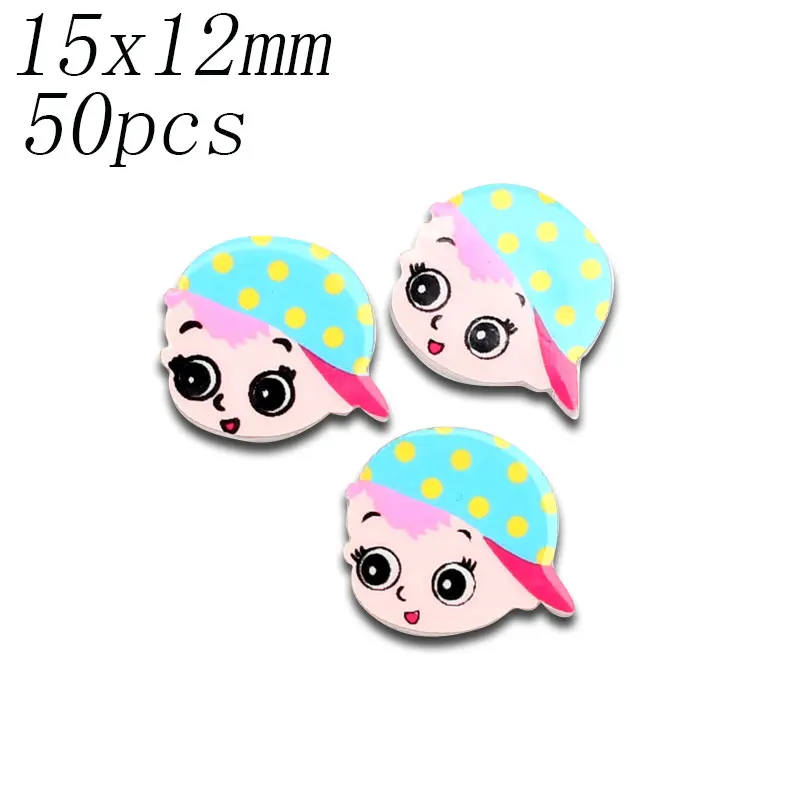 15x12mm 50 шт. Смешанные акриловые значки с героями мультфильмов Kawaii Flatback украшения животных ремесла значок украшения для скрапбукинга Diy аксессуары - Цвет: 15x12mm