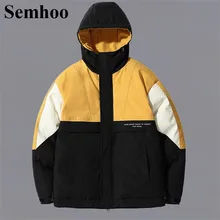 Зимний пуховик для мужчин, Толстая Теплая Повседневная куртка с капюшоном на белом утином пуху, Мужская модная ветрозащитная куртка подходящего цвета размера плюс для мужчин s