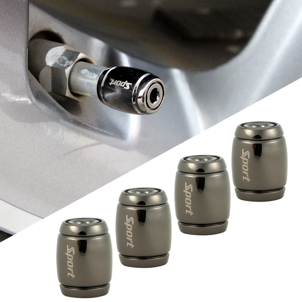 DSYCAR 1Set Fashion Zinc Alloy Anti-theft Sport Car Tire Valve Caps Wheel Tires Tire Stem Air Cap Airtight Cover for Car Styling