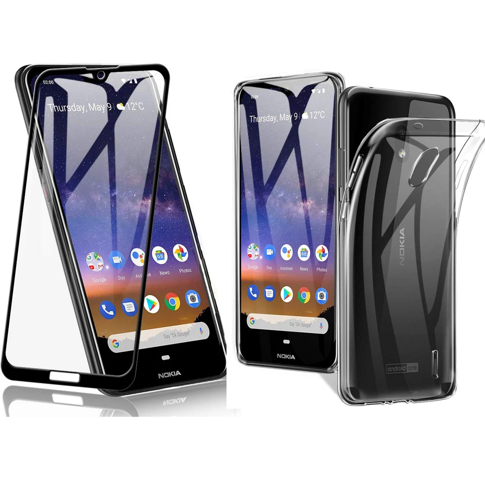 Для Nokia 2 чехол прозрачный мягкий ТПУ с покрытием Fulll закаленное стекло для 2019 TA-1188