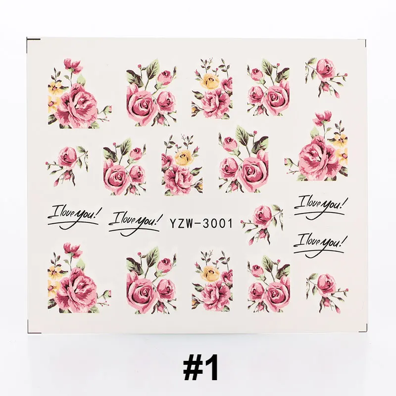 pattern 1 Модные наклейки для ногтей наклейки DIY горный хрусталь украшения водные искусства цветы вечерние рождественские водонепроницаемые наклейки для ногтей - Цвет: pattern 1